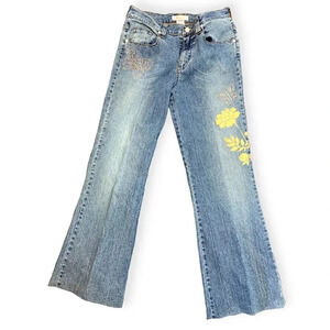 Y2k Vintage rhinestone butterfly embellished flared jeans